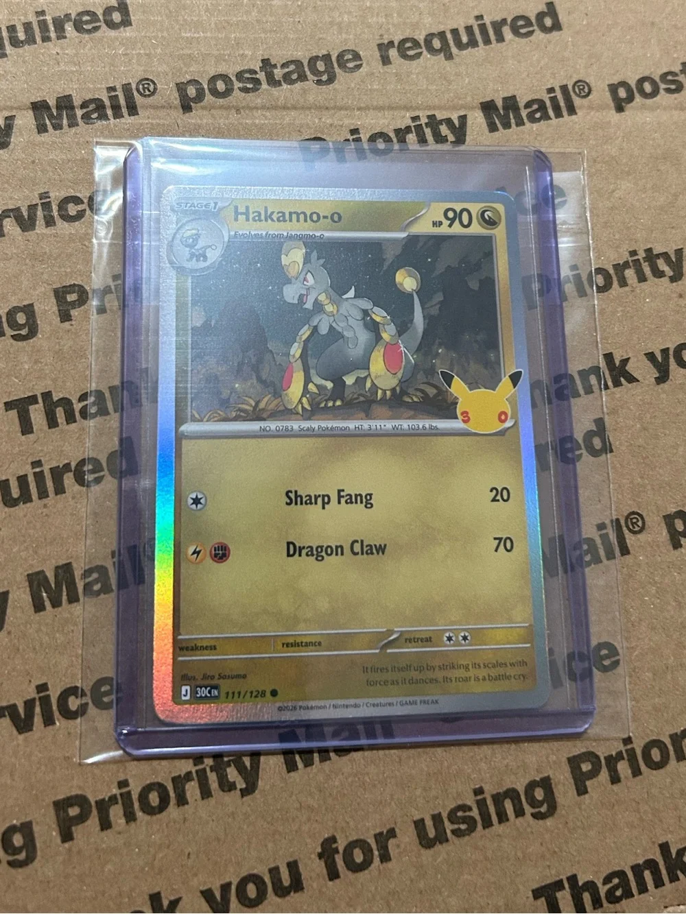 Holo Hakamo-o 30th Celebration Pokemon TCG Card No. 111/128